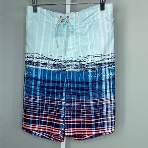 Nautica Men's Blue and Red Plaid Swim Shorts Size XXL TTG